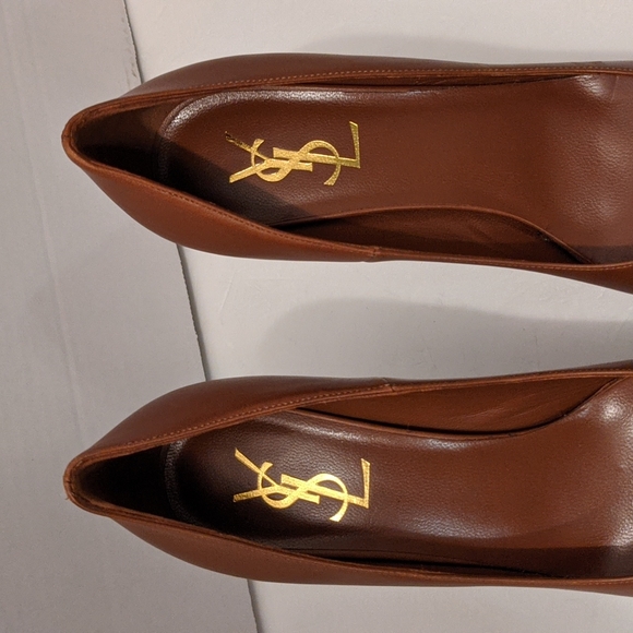 SAINT LAURENT Brown Leather Tribtoo Platform Heel Pump-37.5 - Picture 15 of 16